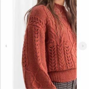 & Other Stories Floral Cable Knit Sweater size S